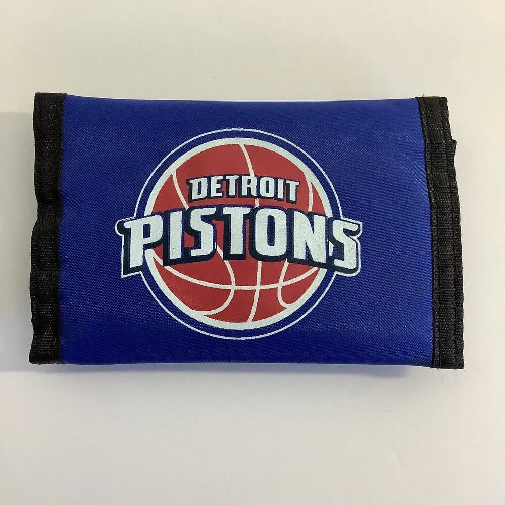 Detroit Pistons Tri-Fold Nylon Wallet 2005-2017 Logo Shows Minor Wear‎